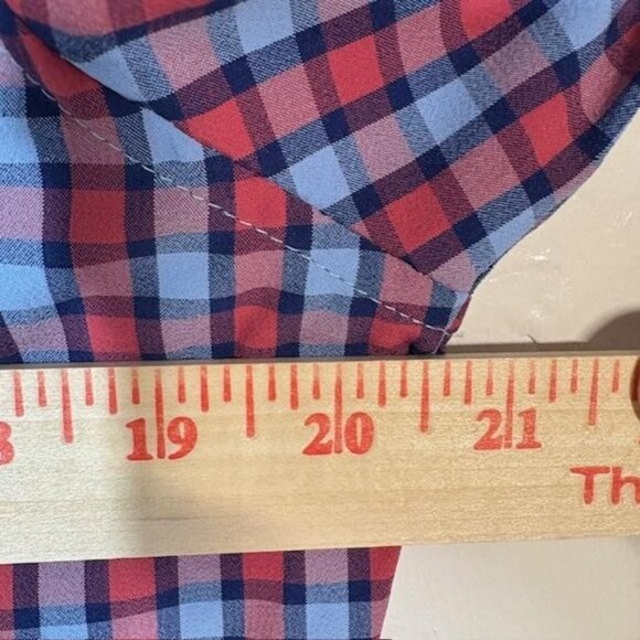 Mizzen+Main Leeward Shirt Mens Small Red Blue Plaid Trim Fit Button Down Check - Picture 6 of 7